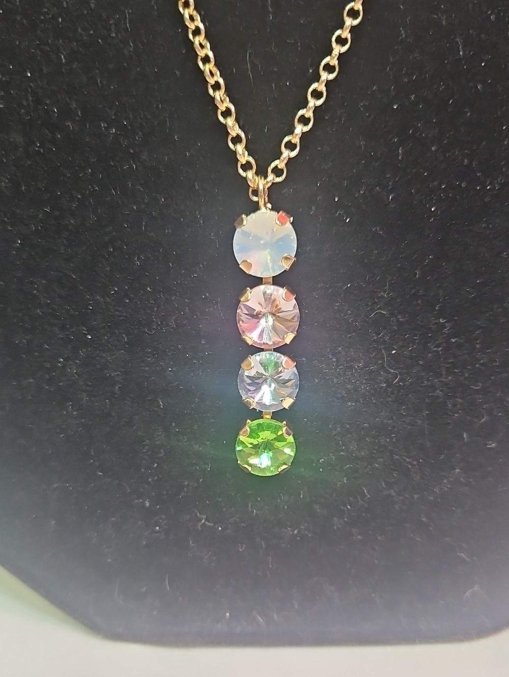 Gold Tone Multi-Color Crystal Drop Necklace - Women Jewelry